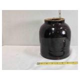 Brown crock jug, 8" tall