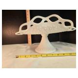 Vintage white milk glass pedestal compote bowl