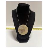 Mother of Pearl Mosaic disc Pendant, micro Thin ch