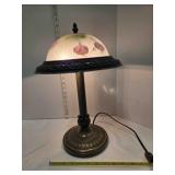 Lamp w/frosted, reverse-hand-painted glass dome
