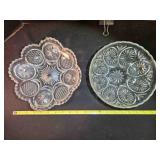 2 clear cut glass bowls, 9" & 8" across