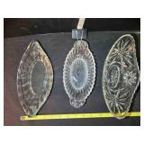 3 oval cut glass dishes; 9ï¿½", 9", 8ï¿½" long