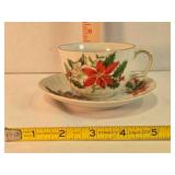 Inarco Poinsettia pattern China teacup & saucer