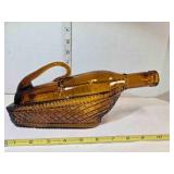 Horizontal amber glass wine decanter
