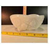 Vintage 3-footed milk glass bowl, 7" x 3"