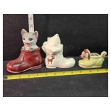 3 ceramic kitty booties