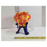 Czechoslovakian blown glass pedestal bowl