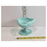 Fostoria Winburn aqua blue milk glass candy dish