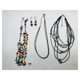 3 Multi Strand Beaded Necklaces, Chip beads,