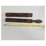Leather, wood handle razor strop & sheath, 13"