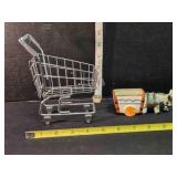 Miniature shopping cart replica & donkey   & cart