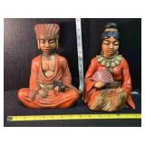 Chalkware Siam Man & Woman, 9ï¿½" tall