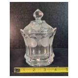 Clear pressed glass lidded container