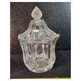 Clear pressed glass lidded container