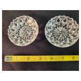 2 cut glass trinket trays, 2ï¿½" across