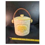 1970s retro ceramic basketweave kitchen canister