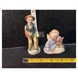 2 hand-painted porcelain figurines
