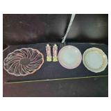 Porcelain high heels, glass plate, 2 China