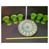 Frankoma Egg Tray (11ï¿½") & 6 stemmed glasses