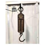 Cast iron & brass hanging spring balance scale