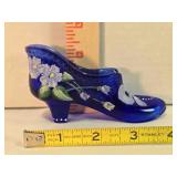 Cobalt blue Fenton Art Glass lady slipper
