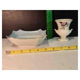 Porcelain tray & small Wedgewood China vase