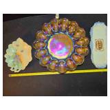Amber glass egg tray candy dish, souvenir tray