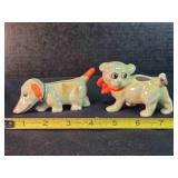 2 ceramic dog planters, 4" long