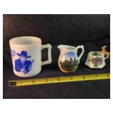 Hopalong Cassidy mug, 2 ceramic pitchers
