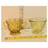 Depression glass Creamer & Sugar bowl set