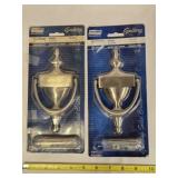 2 Solid Brass Door Knockers, 7", unused