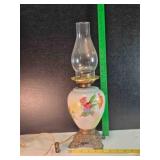 Electric lamp, 18ï¿½" tall, floral pattern on base