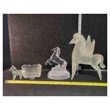 3 glass horse figurines