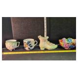 Ceramic bowl, 2 cups, ceramic boot