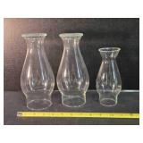 3 clear glass hurricane lamp chimneys