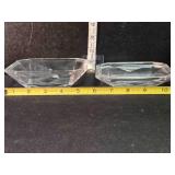 2 full lead crystal rectangular dishes, 5ï¿½" long