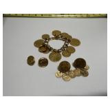 Dangle Coin Charm Bracelet 2 pr coin Earrings-clip