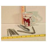 Metal nut & seafood tools, Love mug