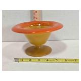 Pedestal art glass bowl, frosted w/gold decoration
