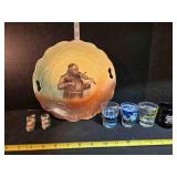 China plate, shoes, 4 state shot glasses