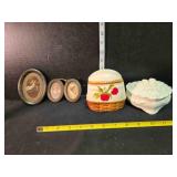Jewelry box, napkin holder, vintage portraits