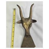 Brass cow head book jack, 9" long