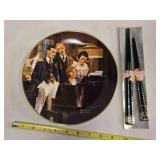 Norman Rockwell collector plate, chopstick set