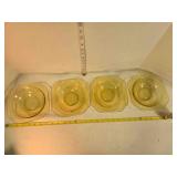 4  Depression glass square saucers, Madrid pattern