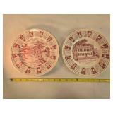 2 Red Ceramic Calendar plates