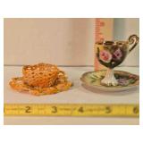 Miniature teacup & saucer & crocheted teacup