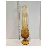 Amber swung glass pedestal vase, 19ï¿½" tall