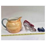 Lusterware creamer, Slovenian-made; 2 shoes