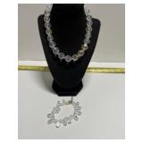 Large Glass Faucet cut bead necklace 16", teardrop