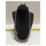 24" Graduated Silver Bead Necklace w/chain base